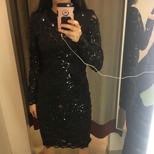❌❌SOLD❌❌ Sparking long sleeve lace black dress